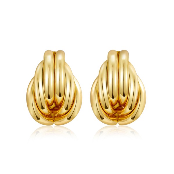 14 Karat vergoldete, klobige Goldohrringe, geometrische Tropfenohrringe für Frauen, große