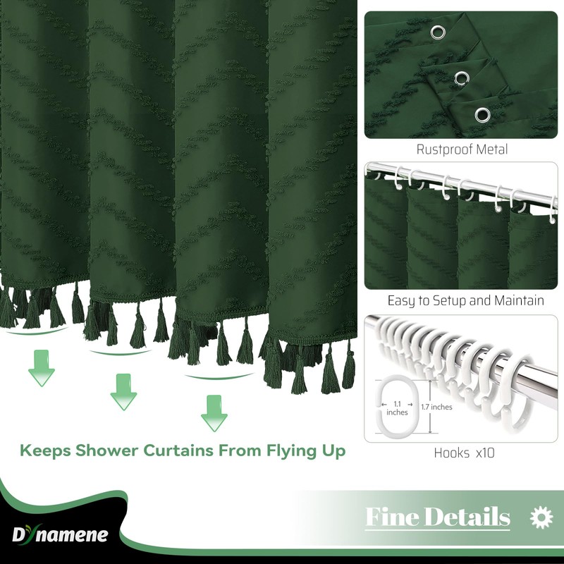 Dynamene Stall Fabric Shower Curtain, 54x78 Inch Boho Tufted Chevron