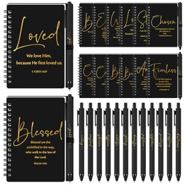 Kosiz 24 Sets Inspirational Christian Gifts Bulk Christian Notebooks Prayer Journals with Pens Spiral Bible Journals Religious Gifts for Church Grandparent Pastors Day Sunday School (Black)