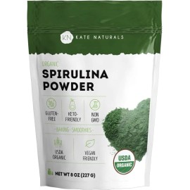 Kate Naturals Organic Spirulina Powder for Immune Support and Antioxidants. Nutr