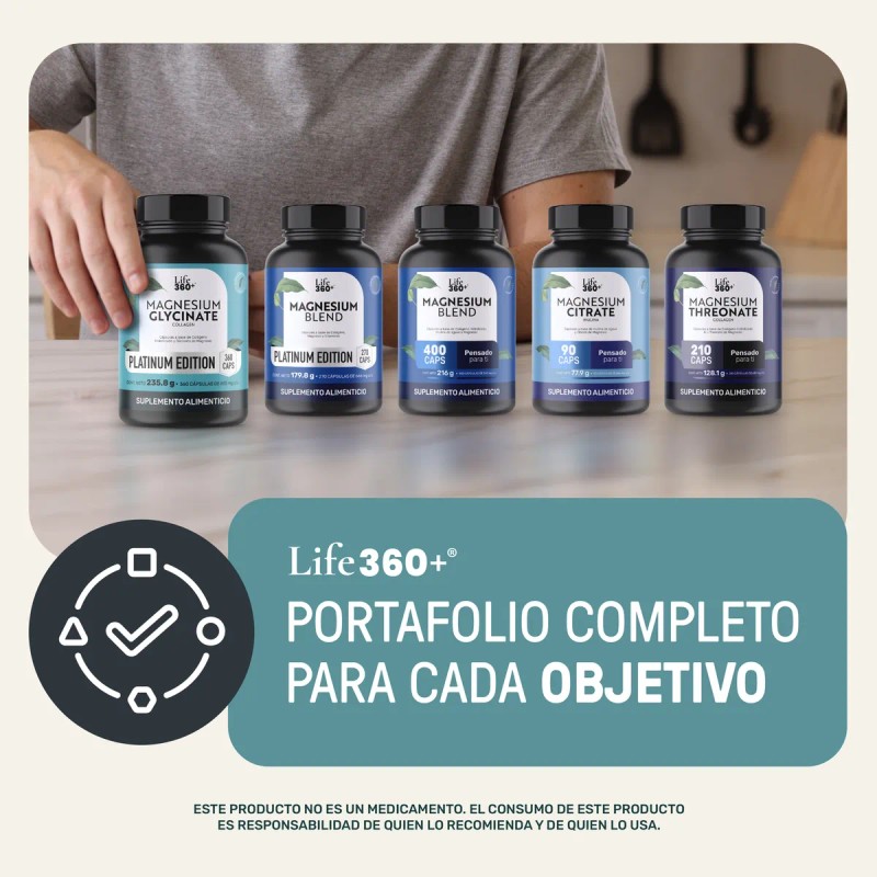 Glicinato De Magnesio Life 360 360 Cpsulas 655 Mg Porcin