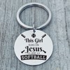 Softball Gift, This Girl Runs on Jesus and Softball Keychain,