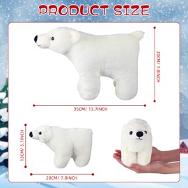Zubebe 4 Pcs Polar Bear Stuffed Animal Set Large White Stuffed Bear Soft Polar Bear Plush Toy Cuddly Bear Gifts for Boys Girls Christmas Birthday Decoration (Polar Bear Style)
