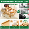 GHKINMAL Bamboo Couch Cup Holder, 4 in 1 Couch Arm