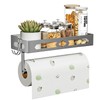 ZDDLOINP Spice Rack with Paper Towel Holder Roll and Hooks,