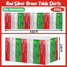 4 Pack 29x108 Inch Metallic Foil Fringe Tinsel Table Skirts for Rectangle Tables Streamer Curtains Backdrop for Wedding, Birthday, Parade Floats, Valentine's Day, Mardi Gras Party Decoration(Orange)