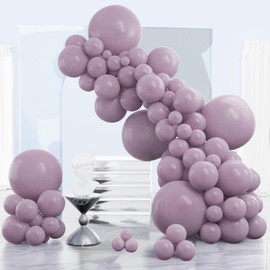 PartyWoo Dusty Purple Balloons 140 pcs Different Sizes of 18 12 10 5 Inch Matte Lavender Lilac Latex Helium Balloon Arch Kit Garland for Wedding Baby Shower Birthday Party Decorations Purple-F29
