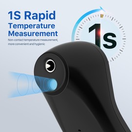 Forehead Thermometer, Accurate Readings, Better Measurement Experience, Non-Contact Digital Infrared Thermometer, Fever Alarm, Mute Mode, Thermometers for Baby, Kids and Adults - Black