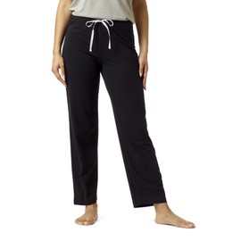 HUE Women's SleepWell Basic Printed Knit Performance Sleep Pajama Pant, Made with Temperature Regulating Technology, Black-Solid, Large