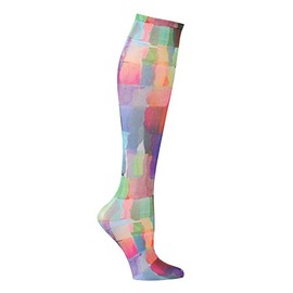 Celeste Stein Mild Compression Knee High Stockings, Wide Calf - Rainbow Tiles