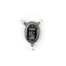 Olive Wood Car Rosary For Rearview Mirror From The Holy Land Of Bethlehem - Auto Rosary With Shroud of Turin - Grey Medal & Crucifix Cross Charm - 7" Pocket Rosary Beads For Hanging