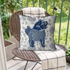 Kelly Stevens-McLaughlan, Happy Blue Foo Dog Chinoiserie on Cream Cushion