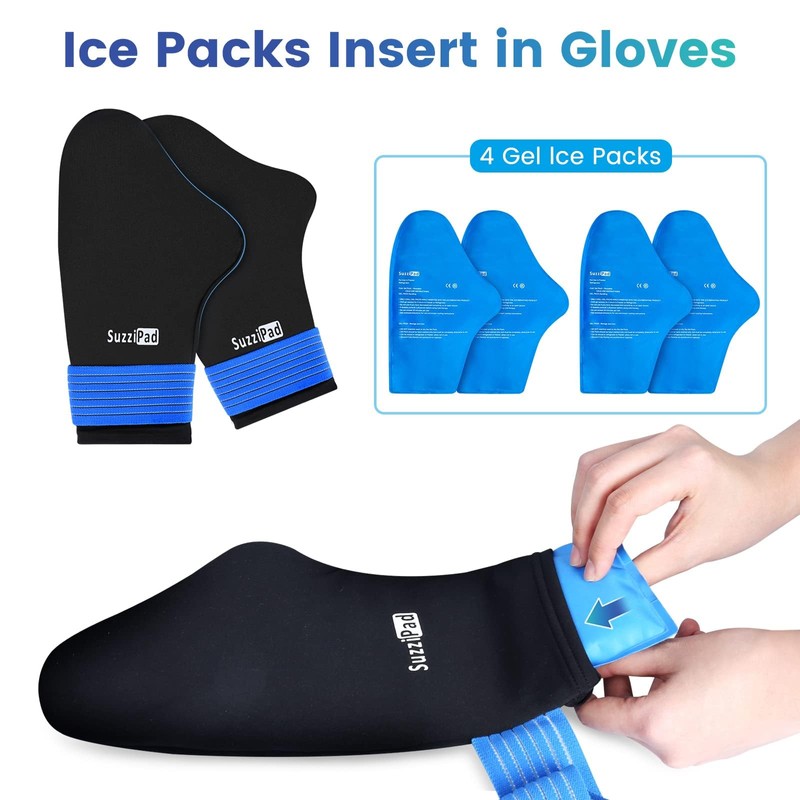 SuzziPad Replacement Ice Gel Packs for Cold Therapy Gloves and