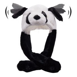 Cnorialy Panda Hat Beanie Ears Moving Jumping Hats Cute Big Eyes Panda Cap Plush Animal Caps Christmas Party Holiday Cosplay Cap for Women Men ( Jumping Panda Hat)