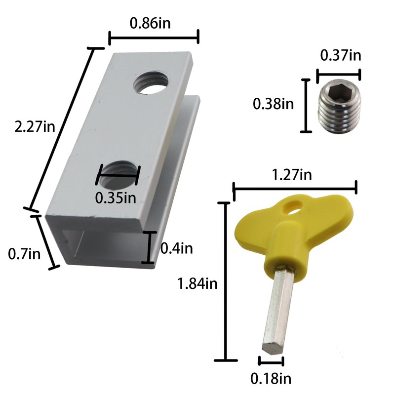 Caishun 4PCS Sliding Security Window Lock 2.4in Silver Sash Sliding