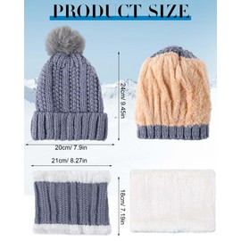 Suhine 16 Pcs Women Pom Beanie Hat Scarf Set Slouchy Ski Hat Winter Hat Neck Warmers for Women Warm Cute Knit Cap Scarf with Fleece Lined