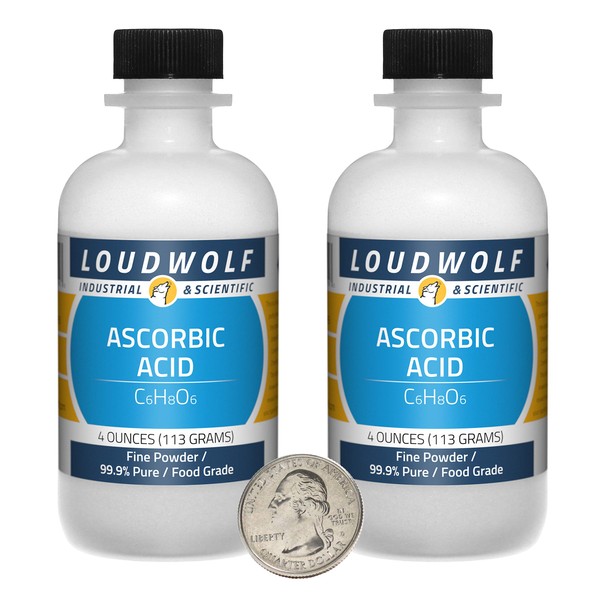Ascorbic Acid / 8 Ounces / 2 Bottles / 99.9% Pure Food Grade/Fine Powder