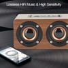 Wood Bluetooth Speaker Subwoofer FM Radio HiFi Music Clock Alarm
