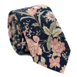 JESLANG Men's Cotton Printed Floral Tie 2.56" Skinny Narrow Necktie Various Designs, 5, One Size