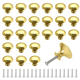 oupados Pack of 25 30 mm Drawer Knobs, Round Drawer Handles, Furniture Knobs, Gold Cabinet Knobs with Screw, Suitable for Drawer Cabinet, Kitchen Furniture Handles