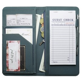 Green Server Book with Zipper Pocket and Magnetic Closure Server Booklet Waitress Book Serving Book with Money Pocket Waitstaff Organizer Fit Server Apron Waiter Book Wallet High Volume Pocket