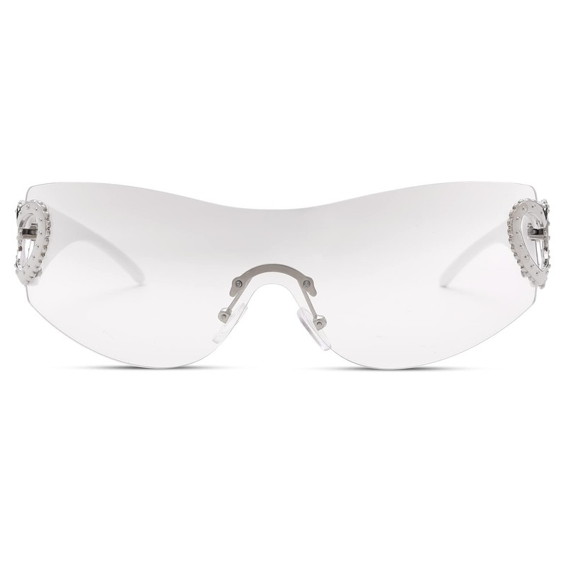 Pro Acme Wrap Around Rimless Sunglasses for Women Men Oversized