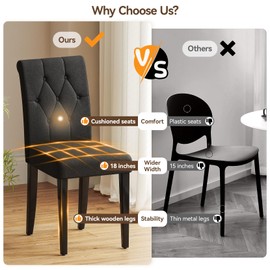 Welzona Upholstered Dining Chairs Set of 4, Button Tufted Parsons Dining Chair with Solid Wood Legs, Modern Fabric Side Chair for Dining Room/Kitchen/Restaurant/Hotel- Black