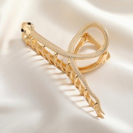 Large Snake Metal Hair Claw Clips - Thick Hair Gold Shark Barrette, Strong Hold Non-Slip Hair Clamps, Hair Clips for Women and Girls