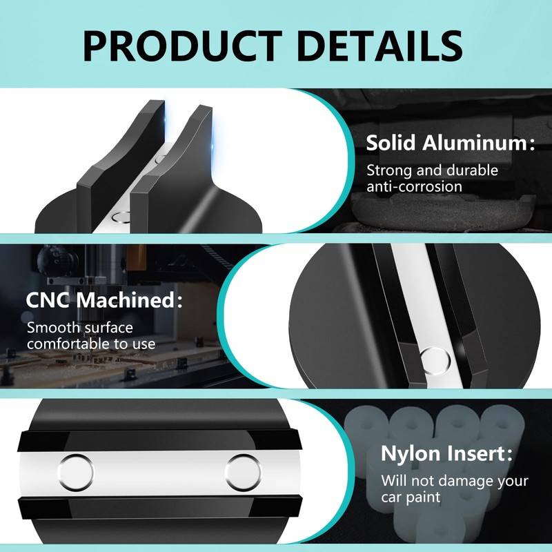 Chelhead Black Magnetic Floor Jack Pad, 2 Pack Aluminum Grooved