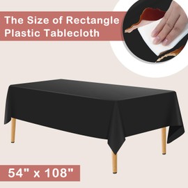 YSYJ Black 24 Pack Plastic Tablecloth 54 x 108 Inch Rectangle Disposable Table Cloth for Parties Plastic Table Cover Disposable Tablecloths