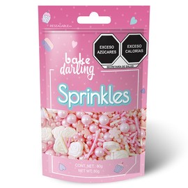 Sprinkles Mix Perlas Y Flores Rosas 80 Gr. BAKE DARLING