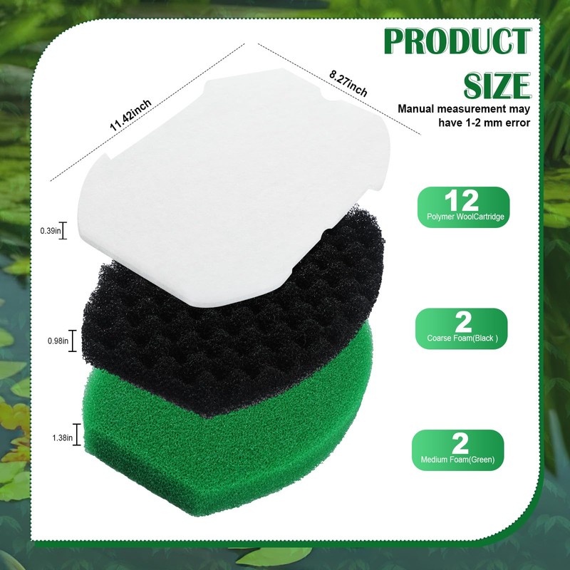 Nuanchu 2 Set Pond Filter Kits Foam Replacement Set Polymer