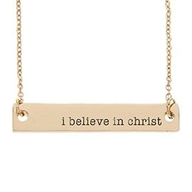 I Believe in Christ Bar Necklace - LDS Jewelry - LDS Necklace (American Typewriter Font)
