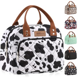 HOMESPON Insulated Lunch Bag for Women Men Work Adult Cooler Bag Lunch Box Container (Cow Print)