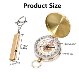 TIEGUANJIA 2Pcs Vintage Pocket Compass with Distress Whistle Waterproof Military Pocket Compass with Luminous Function Luminous North Compass for Camping Survival Boating Hiking