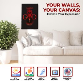 Gaming God Canvas Wall Art by Mavis Print- 12x16 inches Gaming Quotes Wall Decor | Video-Game Themed HD Printed & Wooden framed wall art | Modern Wall Decor for Gift | Made in USA