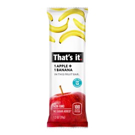 That's it. Apple + Banana 100% Natural Real Fruit Bar, Best High Fiber Vegan, Gluten Free Healthy Snack, Paleo for Children & Adults, Non GMO Sugar-Free, No Preservatives Energy Food (12 Pack)