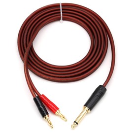 jingfei 1/4 to Banana Plug,6.35mm Phono to Banana Plug Speaker Audio Cable,Gold-Plated 1/4 Male to Dual Banana (1.5M)