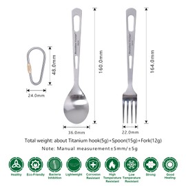 iBasingo Ti1048T Titanium Crockery Set Camping Fork Spoon Indoor Outdoor Ultralight Cutlery Proable Travel Picnic Hiking Backpack Kitchen Tableware Daily Utensils