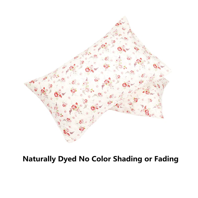 Floral Pillow Cases Queen 2 Pack, 100% Cotton Pillow Covers