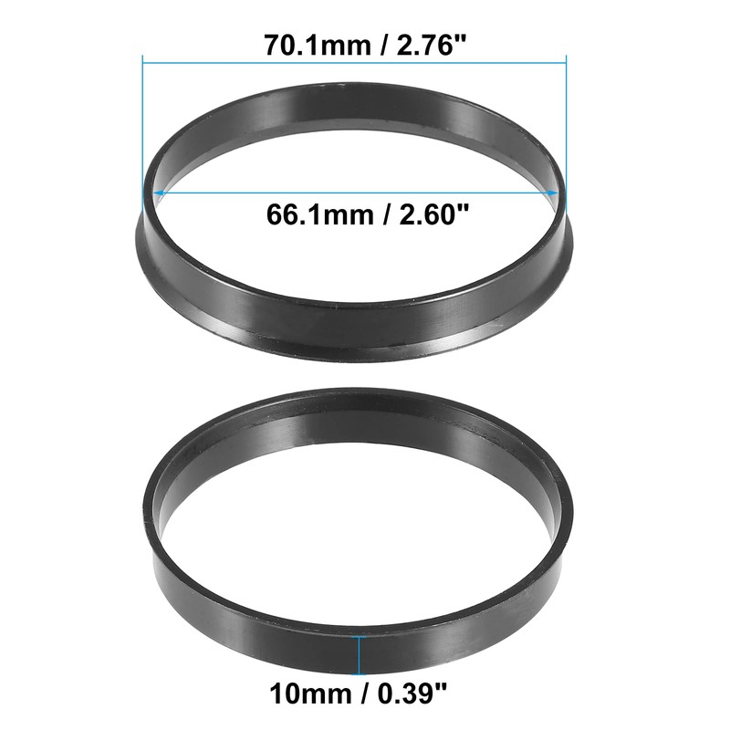 ACROPIX 70.1mm to 66.1mm Universal Car Hub Centric Rings Black
