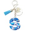 Unpafcxddyig Initials Letter Keychain Blue Tassel Butterfly Pendant for Women
