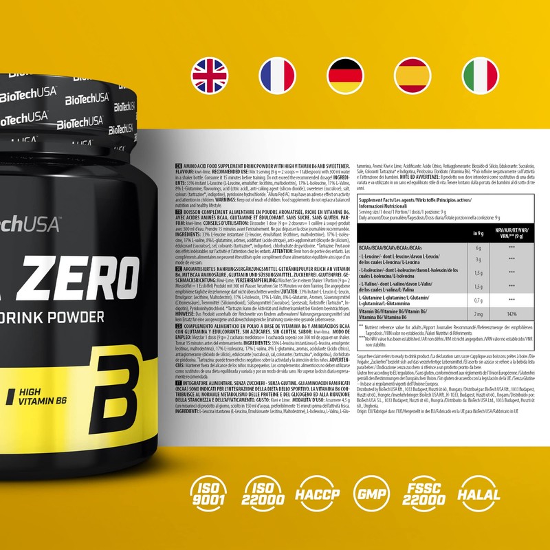 BioTechUSA BCAA Zero | Essential Amino Acid Powder | 6g