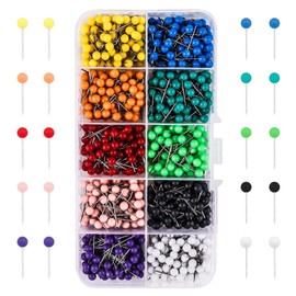 1000PCS Map Pins for Travel Map, Multi-Color Push Pins for Bulletin Board - 10 Color Stick Pins for Bulletin Board Small Push Pins & Bulletin Board Pins Bulk, Map Pins with Colored Heads