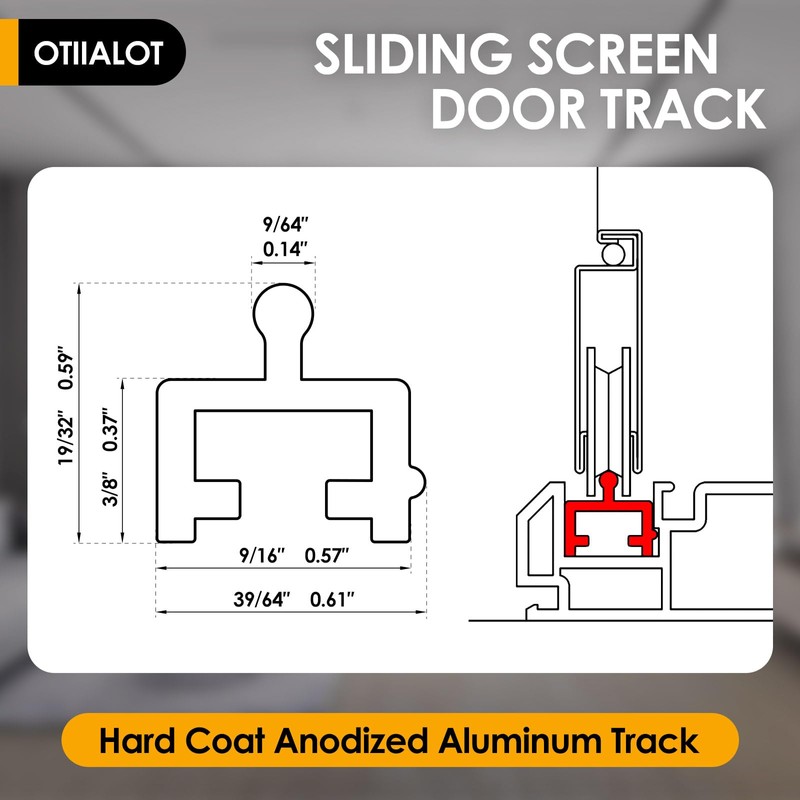 OTIIALOT Anodized Aluminium Sliding Screen Door Track,Sliding Door Bottom Track