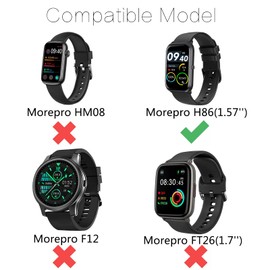 Watch Band Compatible for MorePro H86 Fitness Tracker Smart Watch Replacement Strap Smart Bands for H86 1.57" Fitness Trackers Wristband (Silver+Black)