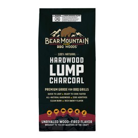 Bear Mountain BBQ Hardwood Lump Charcoal, Premium Grade for BBQ Grills, Quick to Light and Ready to Cook Faster, Rich Smoky Flavor, 8.8 Pounds