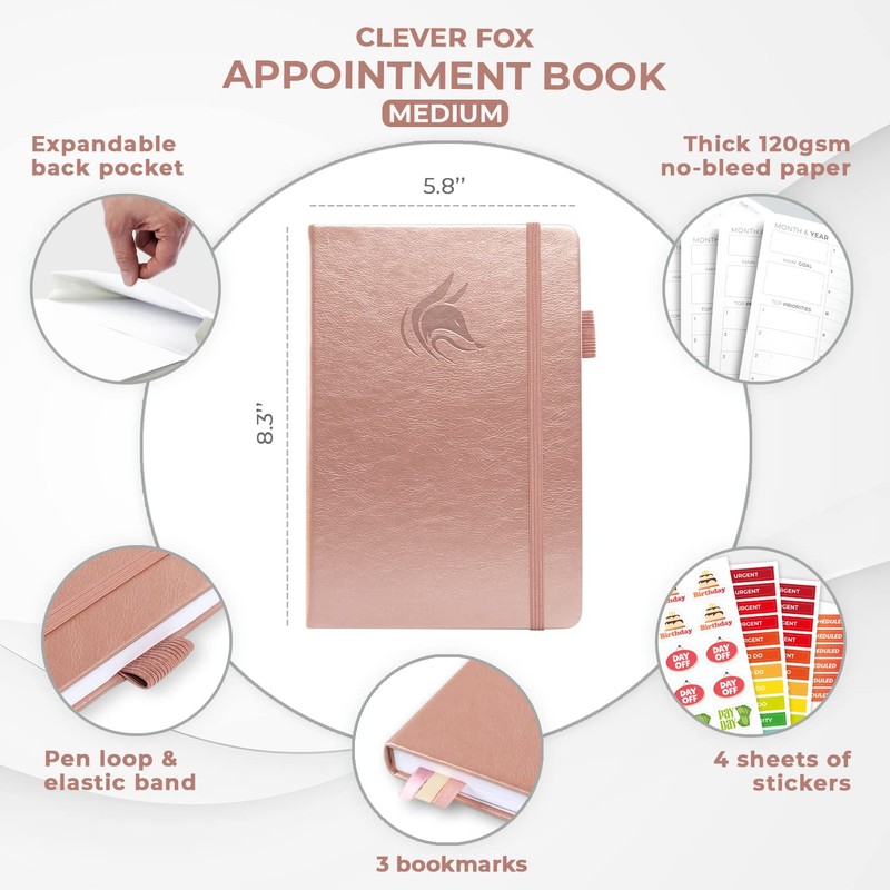Clever Fox Appointment Book – Hourly Schedule Planner with Time
