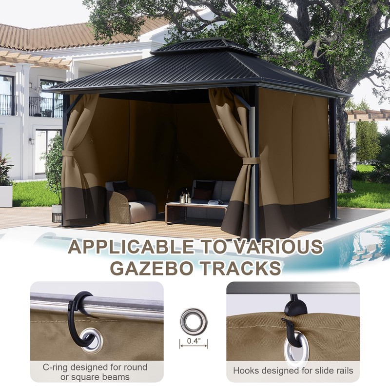 BPS 10' x 10' Gazebo Privacy Curtains with Double Zipper,