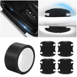 1.97inch/16ft Car Door Edge Trim & 8Pack Car Door Handle Scratch Protector, Universal Anti-Collision Rubber Weatherproof Edge Guard, Self-Adhesive Door Handle Stickers for Car Door Scratch Protection